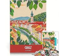 Rompecabezas de 1000 Piezas para Adolescentes, póster de Viaje de Graz, Austria, Juegos relajantes, desestresante Intelectual, cumpleaños 50x75cm