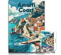 Rompecabezas de 1000 Piezas para Adolescentes, póster de Viaje de la Costa Amalfitana Italiana, Rompecabezas para Juegos Familiares, Juguete Decorativo decoración de Pared, 38x52cm