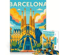 Rompecabezas de 1000 Piezas para Adolescentes,póster de Viaje de la Sagrada Familia de Barcelona,Juego Jugar en Conjunto,Juego cognitivo,Regalo,Juego Relajante,Actividad Divertida
