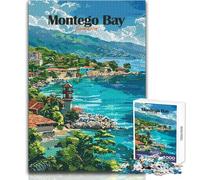 Rompecabezas de 1000 Piezas para Adolescentes, póster de Viaje de Montego Bay, Jamaica, Hermoso diseño, Juego difícil, desafío, Juguetes antiestrés, tamaño 38x26cm