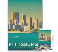 Rompecabezas de 1000 Piezas para Adolescentes, póster de Viaje de Pittsburgh, Juego de desafío único, Regalo Divertido y Divertido de cumpleaños, tamaño 38x52cm