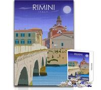 Rompecabezas de 1000 Piezas para Adolescentes, póster de Viaje de Rímini, Italia, diversión Familiar y Noche de Juegos, análisis y lógica, Regalo de cumpleaños, tamaño 38x52cm