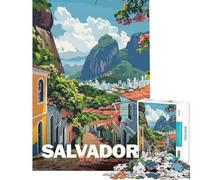Rompecabezas de 1000 Piezas para Adolescentes Póster de Viaje de Salvador Brasil Rompecabezas para Adultos Juego práctico para aliviar el estrés Juego desafiante Regalos (Tamaño 38x52cm)