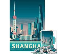 Rompecabezas de 1000 Piezas para Adolescentes póster de Viaje de Shanghái Juegos Divertidos Juguetes adictivos para Cultivar la Paciencia Regalos para Hombres y Mujeres Divertidos y con Humor