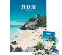 Rompecabezas de 1000 Piezas para Adolescentes Póster de Viaje de Tulum México Juego práctico y Educativo Juguetes para Aprender Regalos de Amigo Ideal para Pasar el Tiempo en casa Durante Las