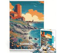 Rompecabezas de 1000 Piezas para Adolescentes: Póster de Viaje de Varberg, Suecia Juego Educativo para Entrenar la Mente y Las Manos Regalo Ideal para Amigos y Familiares 50x75cm