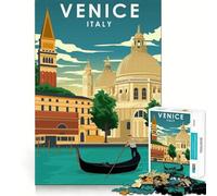 Rompecabezas de 1000 Piezas para Adolescentes póster de Viaje de Venecia Italia Juego de Bordes limpios Juguete de Rompecabezas cognitivo Juego de Entretenimiento decoración navideña Regalo (38x52cm)