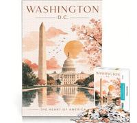 Rompecabezas de 1000 Piezas para Adolescentes: Póster de Viaje de Washington DC, Juegos relajantes, decoración de Pared, para cumpleaños y Navidad 38x52cm