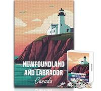 Rompecabezas de 1000 Piezas para Adolescentes, póster del Faro de Terranova y Labrador, Hermoso diseño, Juego, Regalo de cumpleaños, Obra de Arte, tamaño 38x26cm