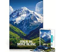 Rompecabezas de 1000 Piezas para Adolescentes Póster del Paisaje del Tour del Mont Blanc Manualidades de Corte preciso Juego cognitivo Divertido Juego para el Tiempo Libre decoración para el hogar