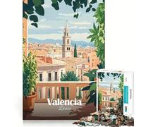 Rompecabezas de 1000 Piezas para Adolescentes Póster del Paisaje Urbano de Valencia, Juego de Ajuste, desafío Mental, Juguete, Momento de diversión Tranquila, Escena navideña, Arte (38x52cm)