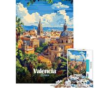 Rompecabezas de 1000 Piezas para Adolescentes póster del Paisaje Urbano de Valencia Juguete Educativo de desafío Obra de Arte difícil Regalo (tamaño 38x52cm)