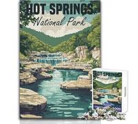 Rompecabezas de 1000 Piezas para Adolescentes, póster del Parque Nacional de Aguas Termales, Juego Relajante de Velocidad Manual para Mayores de 14 años (tamaño 50x75cm)