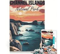 Rompecabezas de 1000 Piezas para Adolescentes: Póster del Parque Nacional de Las Islas del Canal, Juegos relajantes, Divertidos y con Humor, Juego de desafío único 50x75cm