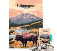 Rompecabezas de 1000 Piezas para Adolescentes Póster del Parque Nacional de Yellowstone Juego Educativo desafío Juguete Juegos relajantes análisis y lógica Excelentes Regalos y Juguetes (38x26cm)