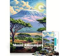 Rompecabezas de 1000 Piezas para Adolescentes Póster del Parque Nacional del Monte Kilimanjaro,Tanzania Juego de Corte Suave para ejercitar Juguete para Momentos de Juegos Actividad de cumpleaños