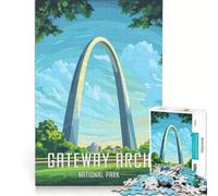 Rompecabezas de 1000 Piezas para Adolescentes, póster del Parque Nacional Gateway Arch, decoración de Pared de Juguete, para diversión Familiar, para Fortalecer el Amor Entre Parejas 38x26cm