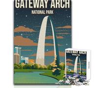 Rompecabezas de 1000 Piezas para Adolescentes, póster del Parque Nacional Gateway Arch, Hermoso diseño, Juego difícil, desafío, Regalo para cumpleaños, tamaño 38x52cm