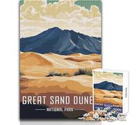 Rompecabezas de 1000 Piezas para Adolescentes Póster del Parque Nacional Great Sand Dunes Tardes relajantes Ajuste Corte de precisión Tamaño del Juguete: 50x75cm