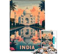 Rompecabezas de 1000 Piezas para Adolescentes póster del Taj Mahal de la India Rompecabezas para Adultos Juegos Familiares patrón de Montaje Regalo de cumpleaños (tamaño 38x26cm)