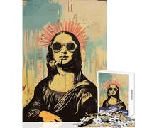Rompecabezas de 1000 Piezas para Adolescentes póster Hippie de la Mona Lisa Juguetes antiestrés Ideas de Regalo Juego práctico colección de Artistas Bellas Artes tamaño 50x75cm