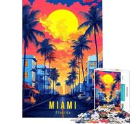 Rompecabezas de 1000 Piezas para Adolescentes póster Retro de Miami Rompecabezas Divertido Juegos decoración Perfecta Regalo Ideal para Toda la Familia (tamaño 38x26cm)