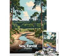 Rompecabezas de 1000 Piezas para Adolescentes póster Vintage de New Forest England Juguetes antiestrés Regalo de cumpleaños Juegos educativos Interesante reducción del estrés tamaño 38x52cm