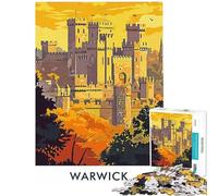 Rompecabezas de 1000 Piezas para Adolescentes póster Vintage del Castillo de Warwick Rompecabezas para Adultos Juguetes antiestrés Regalos para Mujeres difícil y desafiante (tamaño 50x75cm)