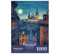 Rompecabezas De 1000 Piezas para Adolescentes Prague Czech Republic Night Cityscape Rompecabezas para Adultos Juego Familiar Desafío Difícil 52x38cm/1000pcs