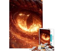 Rompecabezas de 1000 Piezas para Adolescentes Primer Plano del Ojo ardiente del dragón Diversión en casa Mejora la Memoria Juegos relajantes Apto para Mayores de 14 años (50x75cm)