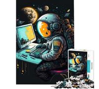 Rompecabezas de 1000 Piezas para Adolescentes Programador en el Espacio Ayuda a ejercitar el Cerebro Regalo de cumpleaños Juguete Decorativo para Pared para Mayores de 14 años (38x26cm)