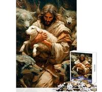 Rompecabezas de 1000 Piezas para Adolescentes Protección de Jesús Juegos Divertidos de ensamblaje de Patrones Juguetes antiestrés Cada Pieza es única - (50x75cm)