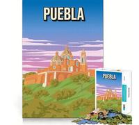 Rompecabezas de 1000 Piezas para Adolescentes Puebla México Póster de Viaje Vintage Corte Lógica Divertida Juguete Divertido Juego pacífico Juego Divertido de cumpleaños (50x75cm)