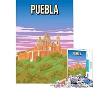 Rompecabezas de 1000 Piezas para Adolescentes Puebla México Póster de Viaje Vintage Juego de ingenio Juego Educativo Desafío Juguete Regalos Ideas Aprendizaje Educativo Tamaño 38x26cm