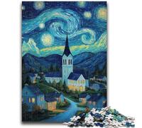 Rompecabezas de 1000 Piezas para Adolescentes Pueblo bajo el Cielo Nocturno, Ideal para la interacción Entre Padres e Hijos y la reducción del estrés (38x26cm)