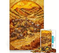 Rompecabezas de 1000 Piezas para Adolescentes Pueblo de Mosaico otoñal,articulaciones Suaves,diversión para Entrenar la Mente,Juego Casual,decoración navideña (38x52cm)