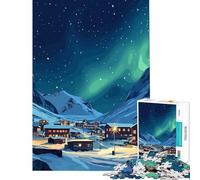 Rompecabezas de 1000 Piezas para Adolescentes Pueblo Invernal bajo la Aurora Boreal Juego práctico y Educativo Regalo Ideal para Mujeres y Hombres Decoración del hogar (tamaño 38x52cm)