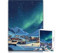 Rompecabezas de 1000 Piezas para Adolescentes, Pueblo Invernal bajo la Aurora Boreal, Juegos educativos, Juguete Educativo de Corte de precisión, tamaño 50x75cm