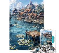 Rompecabezas de 1000 Piezas para Adolescentes Pueblo Medieval Junto al río Rompecabezas para Adultos Juegos relajantes Regalos para Mujeres cumpleaños y Navidad (tamaño 38x26cm)