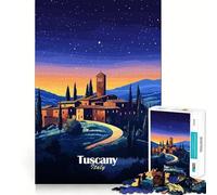 Rompecabezas de 1000 Piezas para Adolescentes Pueblo Toscano Nocturno, Arte de Corte Fino, Entrenamiento de concentración, Juego Divertido para Momentos de Tranquilidad, (50x75cm)