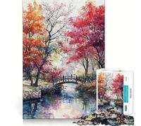 Rompecabezas de 1000 Piezas para Adolescentes Puente a la Caída Corte Premium Diversión Concentración Juego Fácil Tiempo de Juego Exhibición de Arte Navideño (50x75cm)