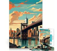 Rompecabezas de 1000 Piezas para Adolescentes,Puente de Brooklyn,Estilo Vintage,diseño Limpio y artístico,Rompecabezas de lógica,Juego de Ocio,Regalo de cumpleaños (38x52cm)