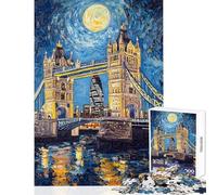 Rompecabezas de 1000 Piezas para Adolescentes Puente de Londres bajo la luz de la Luna Juego Familiar Actividades Familiares Juguete Decoración de Pared Colección de Artistas Bellas Artes (38x26cm)