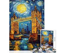 Rompecabezas de 1000 Piezas para Adolescentes Puente de Londres bajo un Cielo Estrellado Rompecabezas para Adolescentes Juguete Decorativo para Pared Patrón de Montaje Regalo de cumpleaños (38x26cm)