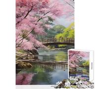 Rompecabezas de 1000 Piezas para Adolescentes Puente en Japón Juego práctico para la diversión Familiar Juguetes antiestrés Que mejoran el Amor Entre Parejas (38x26cm)