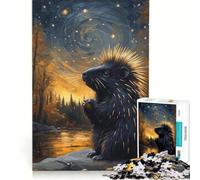 Rompecabezas de 1000 Piezas para Adolescentes Puercoespín bajo un Cielo Estrellado Juego Relajante desafío difícil cumpleaños 50x75cm
