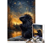 Rompecabezas de 1000 Piezas para Adolescentes Puercoespín bajo un Cielo Estrellado Juegos relajantes Actividades Familiares Juguetes antiestrés Que fortalecen el Amor Entre Parejas (38x26cm)