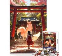 Rompecabezas de 1000 Piezas para Adolescentes Puerta Mística Kitsune Juego Educativo para la diversión Familiar Juguetes antiestrés para relajar el intelecto (26x38cm)