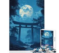 Rompecabezas de 1000 Piezas para Adolescentes Puerta Torii bajo la luz de la Luna Juguete Decorativo de Pared Regalo para Mujeres y Hombres Juego práctico difícil de completar tamaño 38x52cm