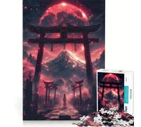 Rompecabezas de 1000 Piezas para Adolescentes: Puerta Torii de la Luna de Sangre, Juegos Familiares, Mejora la Memoria, con póster y Hoja de Preguntas a Juego 38x52cm